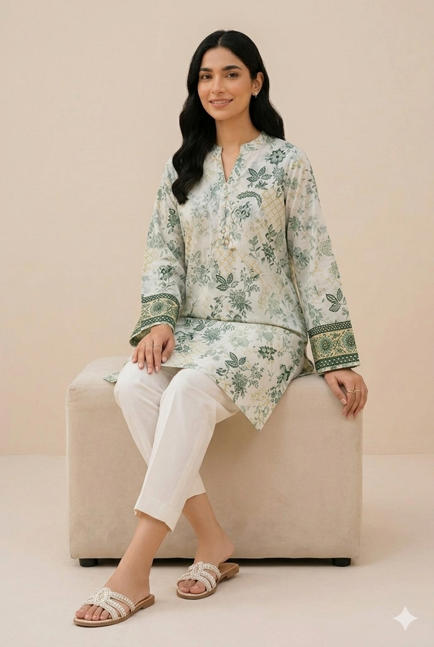 Floral Printed Lawn Stitched 2 Piece (Shirt/Trouser)