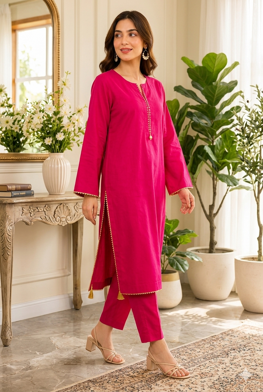 Pure Raw Silk Stitched 2 Piece