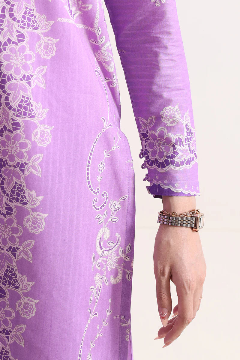 Stitched Printed Self Stripe Lawn 3 Piece