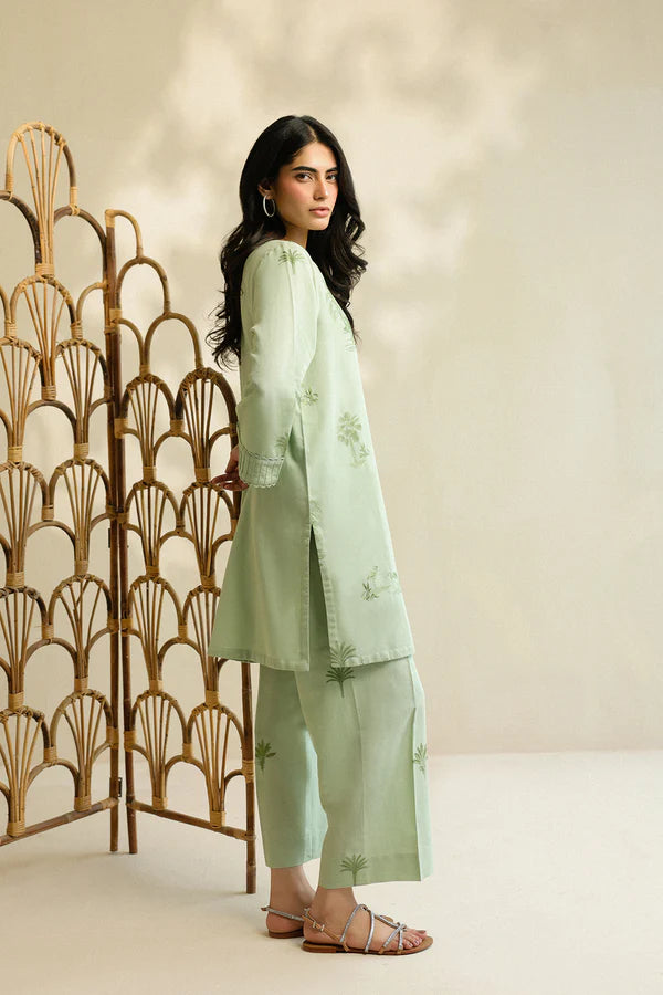 Stitched Embroidered Self Jacquard Lawn Shirt