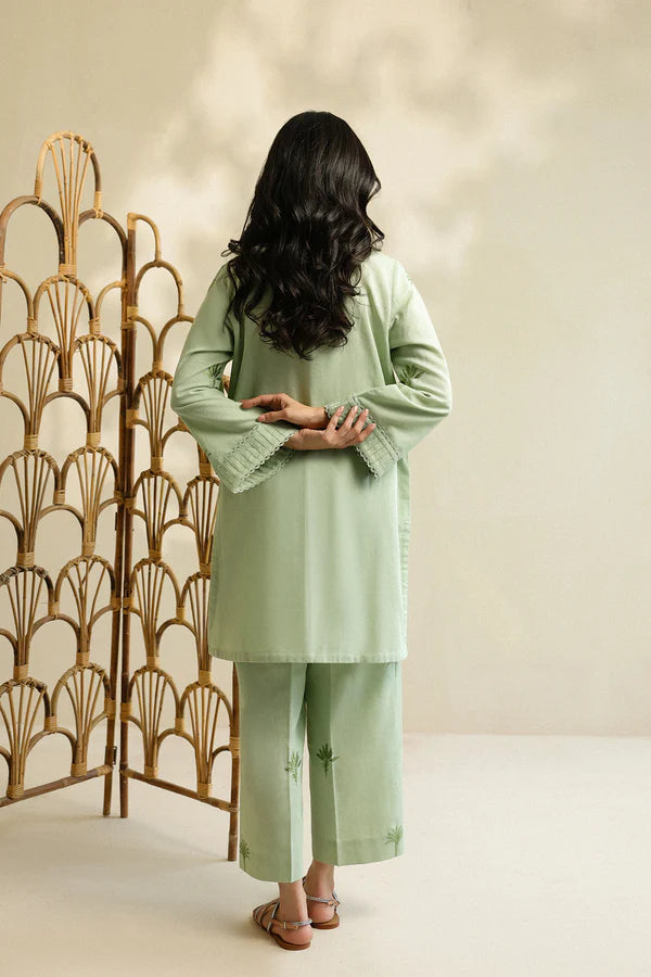 Stitched Embroidered Self Jacquard Lawn Shirt