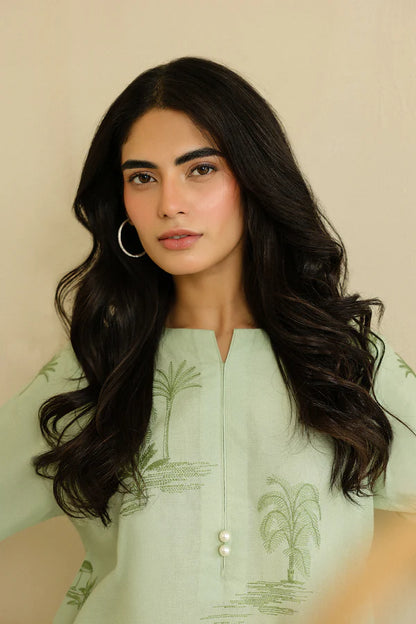 Stitched Embroidered Self Jacquard Lawn Shirt