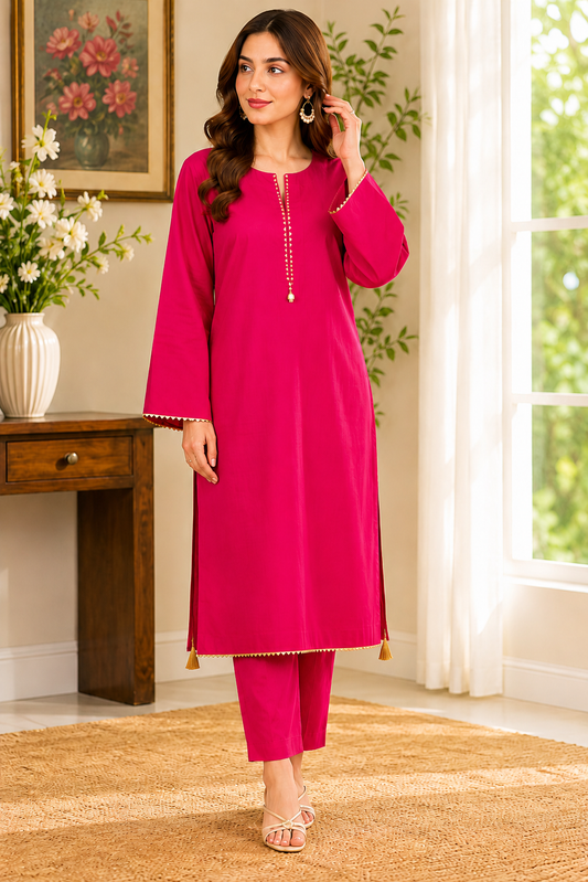 Pure Raw Silk Stitched 2 Piece