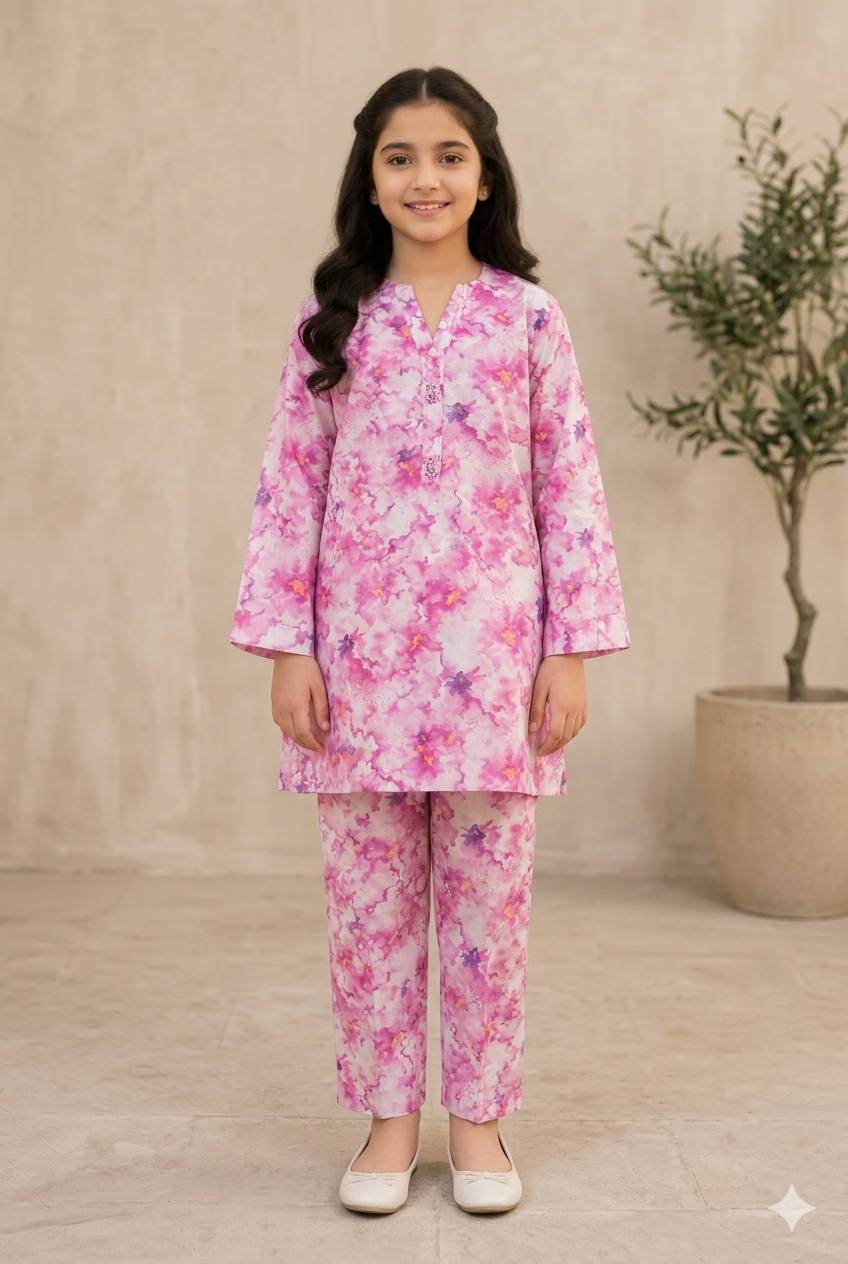 Girls Printed Lawn 2 Piece