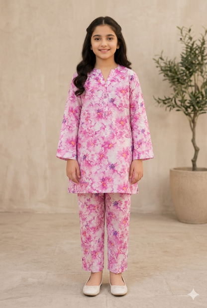 Girls Printed Lawn 2 Piece