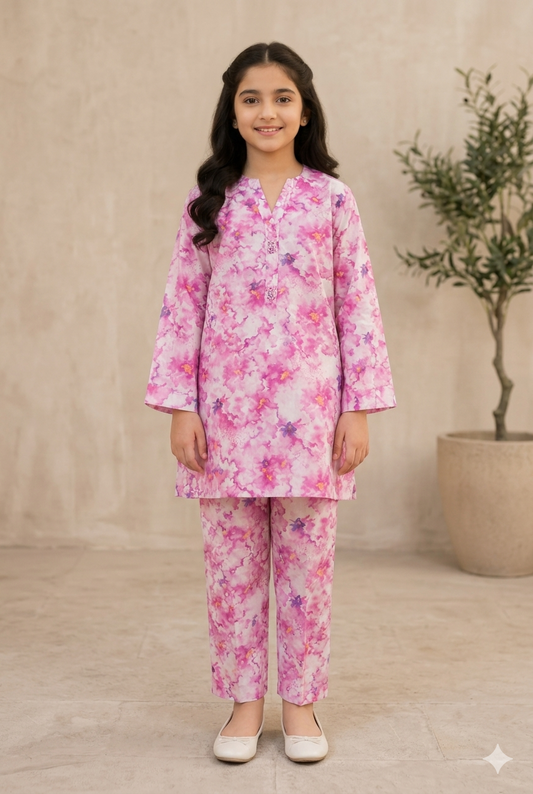 Girls Printed Lawn 2 Piece