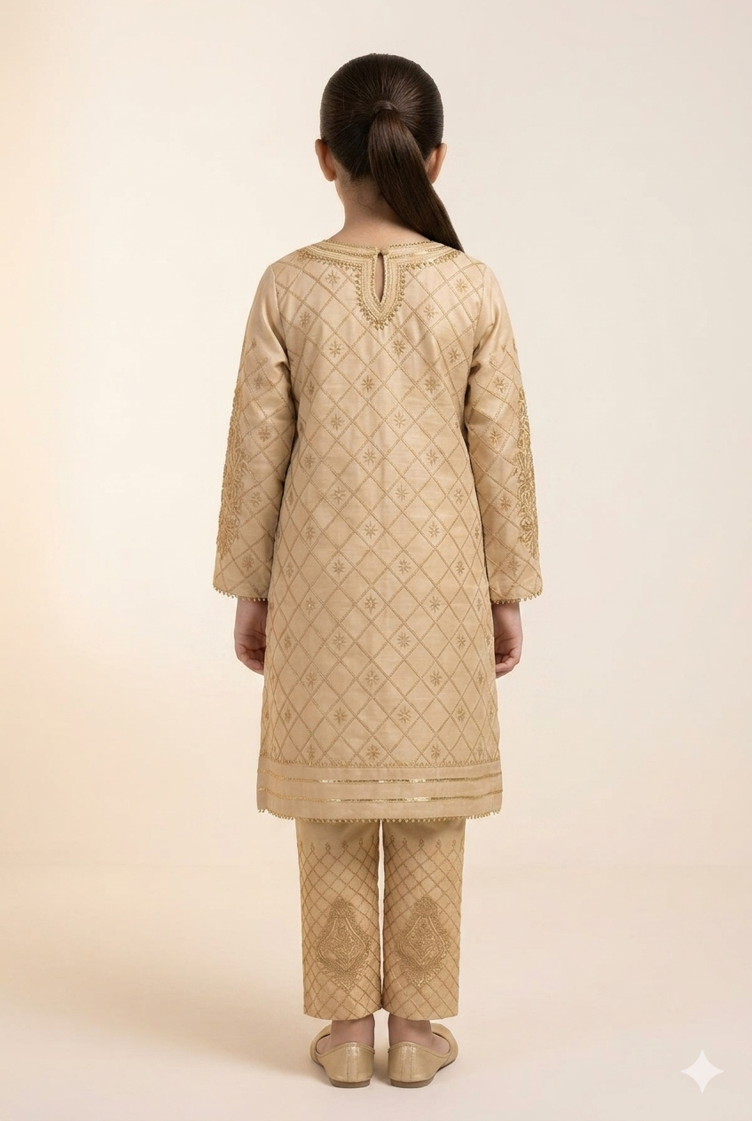 Zari Embroidered Stitched 2 Piece
