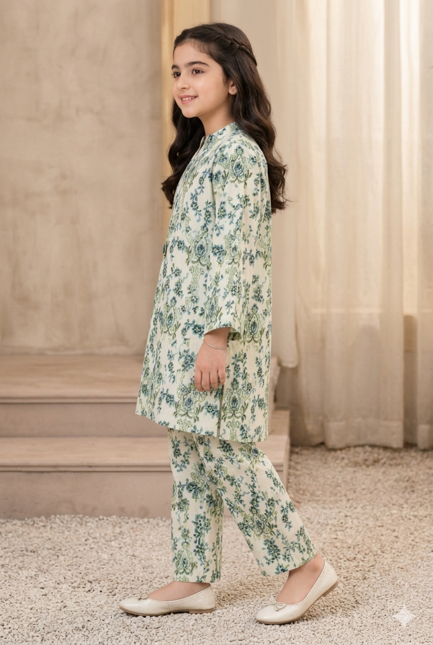 Girls Printed Lawn 2 Piece