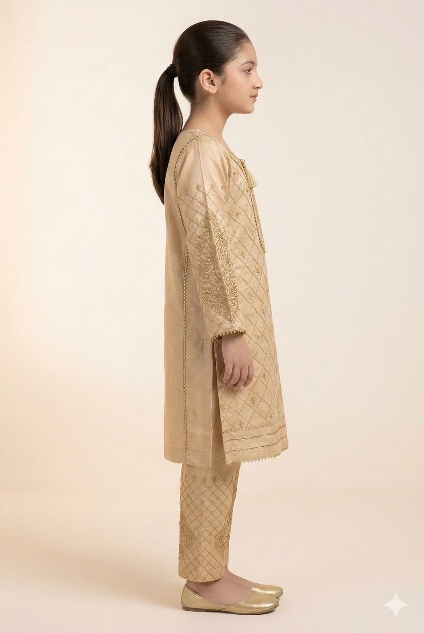 Zari Embroidered Stitched 2 Piece
