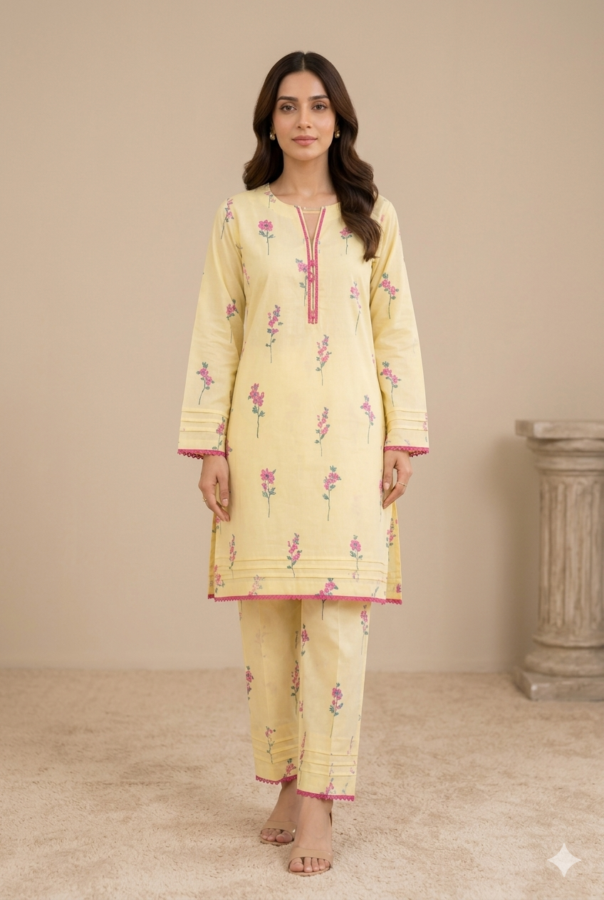 Floral Printed Lawn Stitched 2 Piece