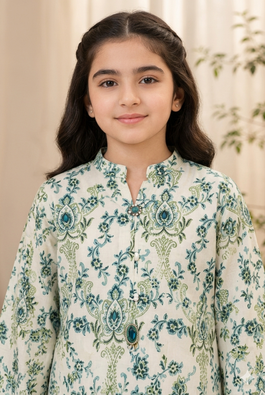 Girls Printed Lawn 2 Piece