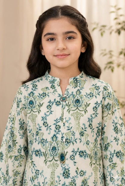 Girls Printed Lawn 2 Piece