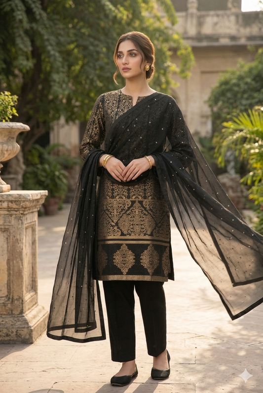 Jacquard Lawn Stitched 3 Piece