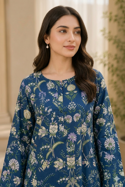 Floral Printed Lawn Kurti