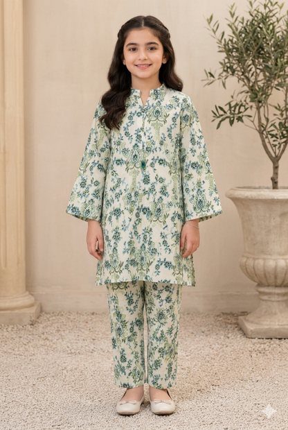 Girls Printed Lawn 2 Piece