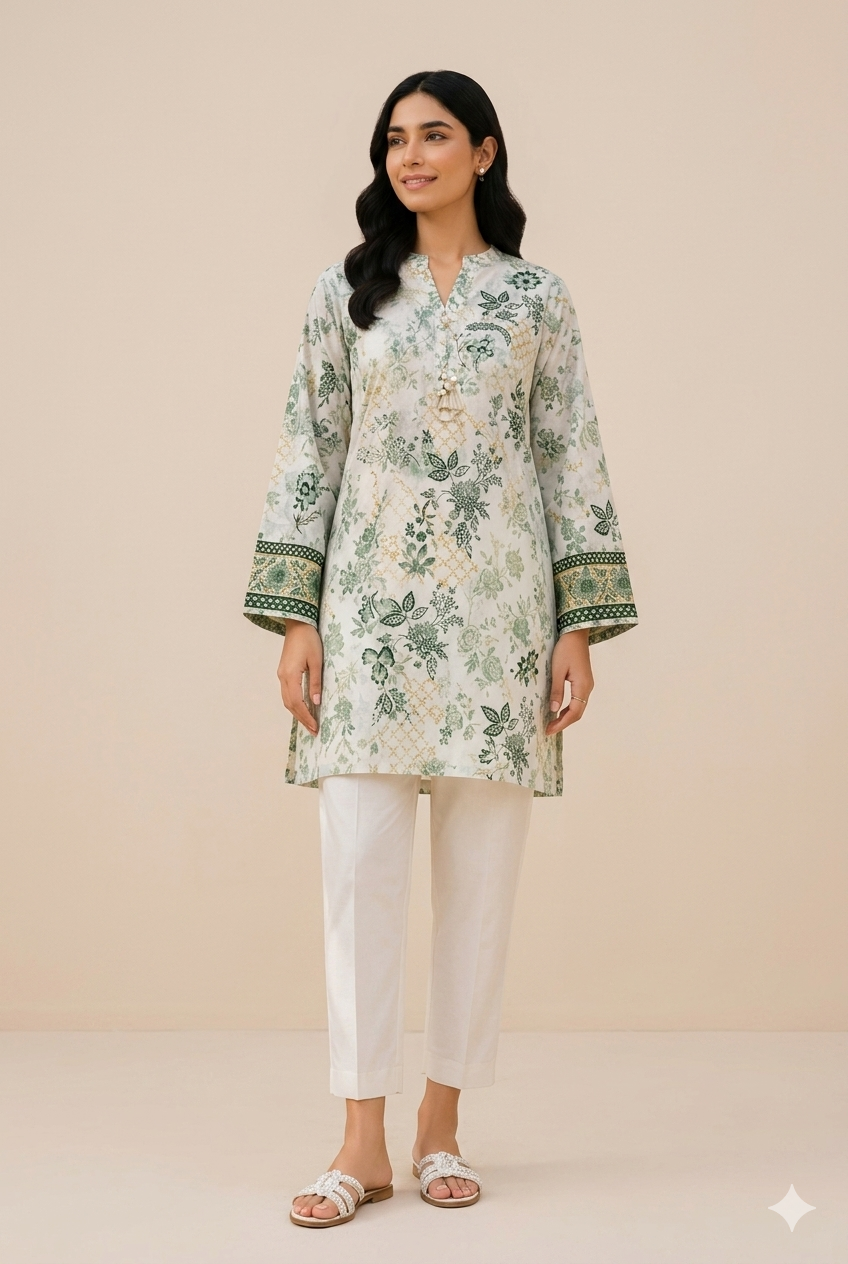 Floral Printed Lawn Stitched 2 Piece (Shirt/Trouser)