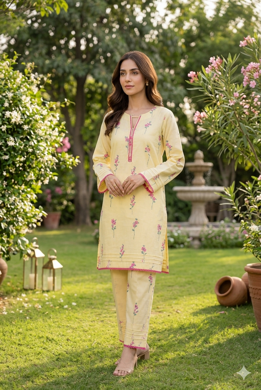 Floral Printed Lawn Stitched 2 Piece