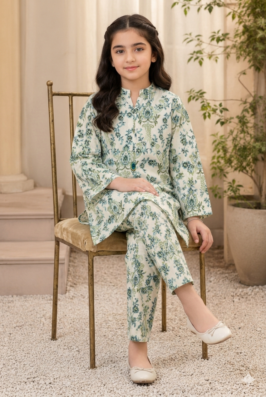 Girls Printed Lawn 2 Piece