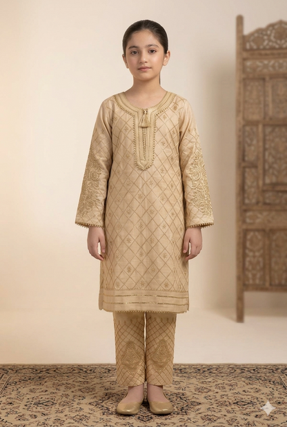 Zari Embroidered Stitched 2 Piece