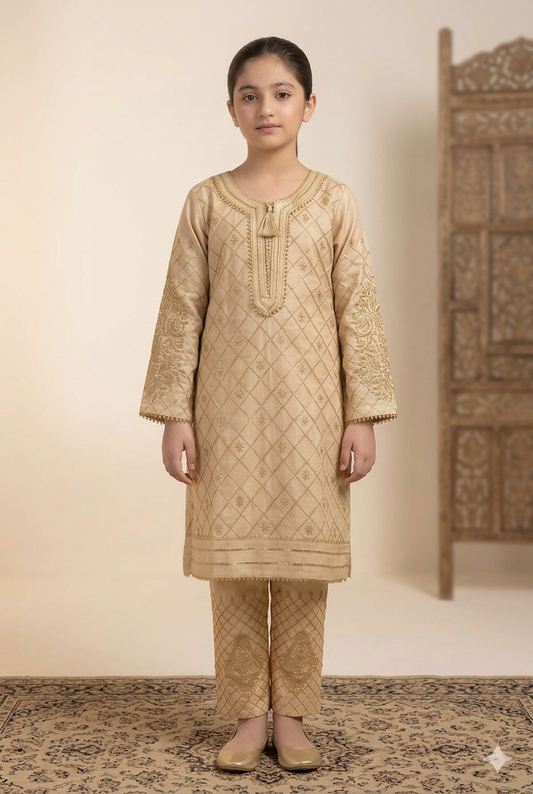 Zari Embroidered Stitched 2 Piece