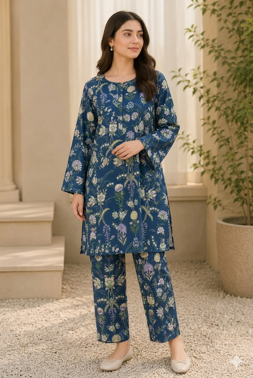 Floral Printed Lawn Kurti