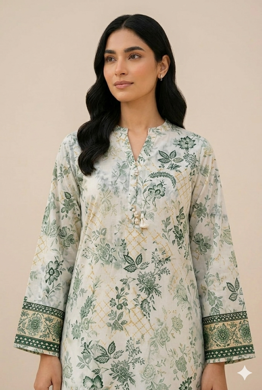 Floral Printed Lawn Stitched 2 Piece (Shirt/Trouser)