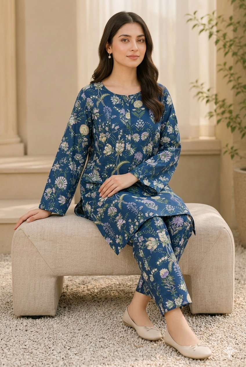 Floral Printed Lawn Kurti