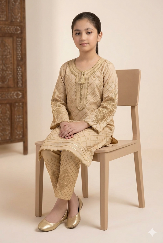 Zari Embroidered Stitched 2 Piece