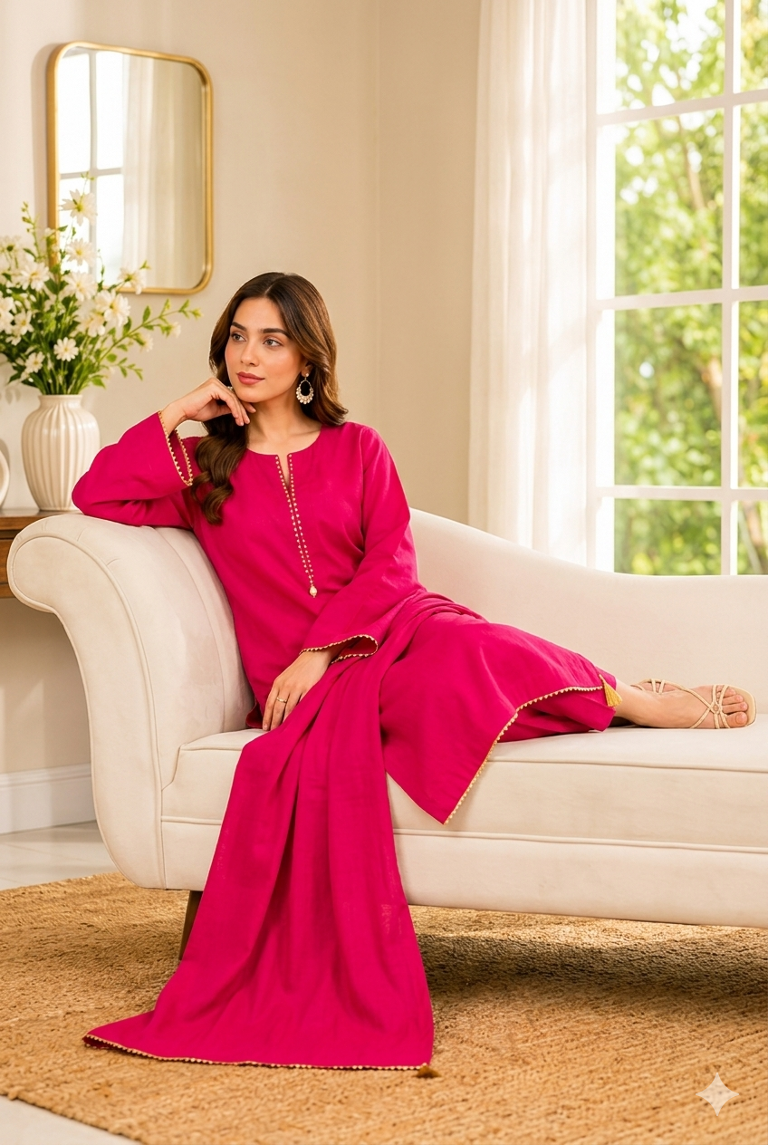 Pure Raw Silk Stitched 2 Piece