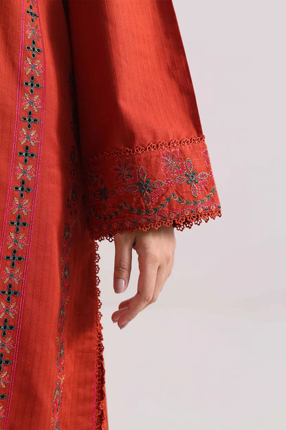 Luxury Pret Embroidered Slub Cotton Stitched 3 Piece