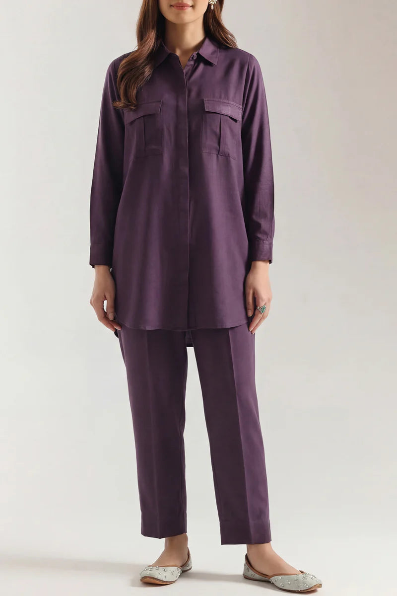Solid Peach Fabric Stitched 2 Piece (Shirt/Trouser)