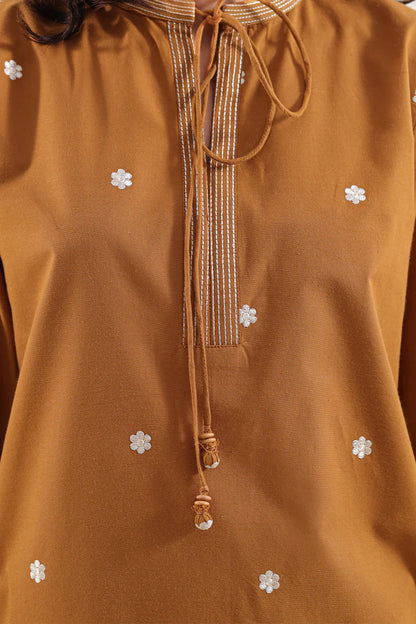 Solid Embroidered Poplin Stitched 2 Piece (Shirt/Trouser)