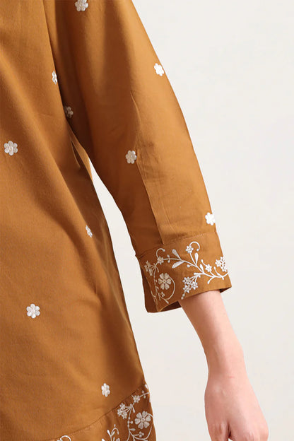 Solid Embroidered Poplin Stitched 2 Piece (Shirt/Trouser)