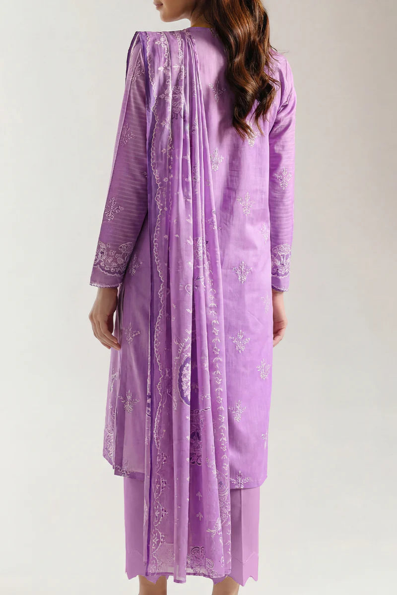 Stitched Printed Self Stripe Lawn 3 Piece