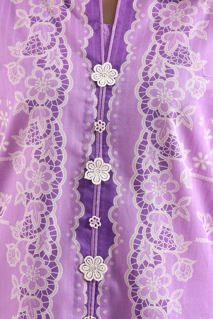 Stitched Printed Self Stripe Lawn 3 Piece